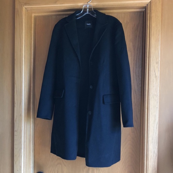Theory womens black cashmere and wool blend unstructured trench coat pockets S - Picture 1 of 10